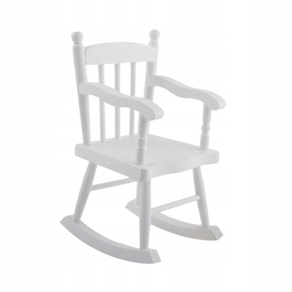 Sedia a Dondolo Miniatura 1:6 in Legno Bianco per Casa delle Bambole