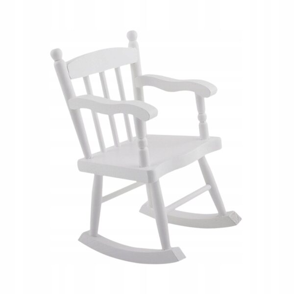 Sedia a Dondolo Miniatura 1:6 in Legno Bianco per Casa delle Bambole
