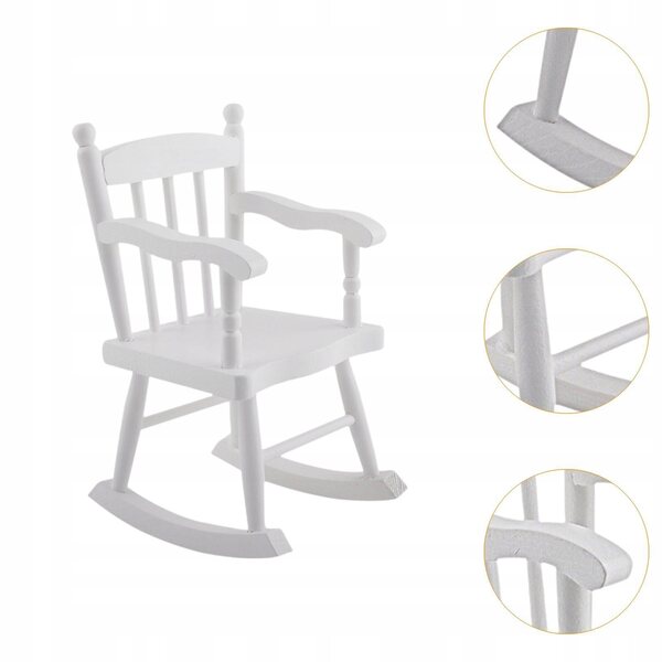 Sedia a Dondolo Miniatura 1:6 in Legno Bianco per Casa delle Bambole