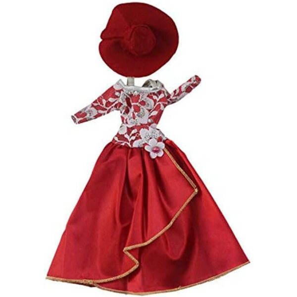 Abito da Sera Rosso per Bambola 30cm con Cappello - Completo Elegante Moda Bambole