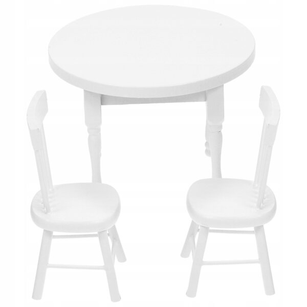 Set Mini Mobili in Legno Bianco per Casa delle Bambole, Tavolo e Sedie