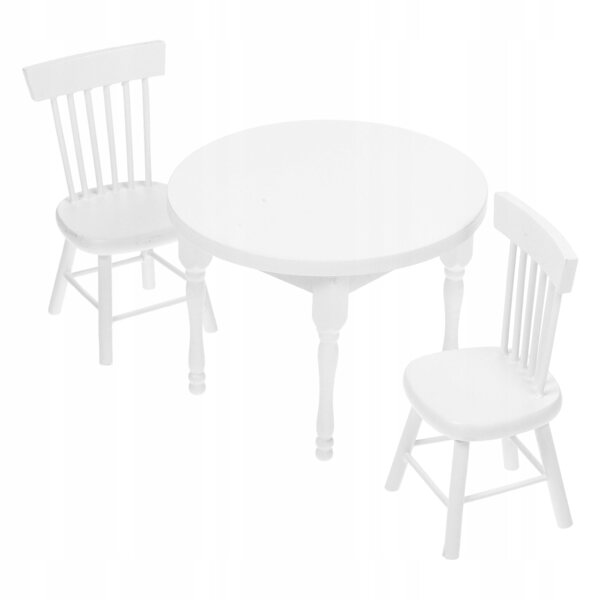 Set Mini Mobili in Legno Bianco per Casa delle Bambole, Tavolo e Sedie