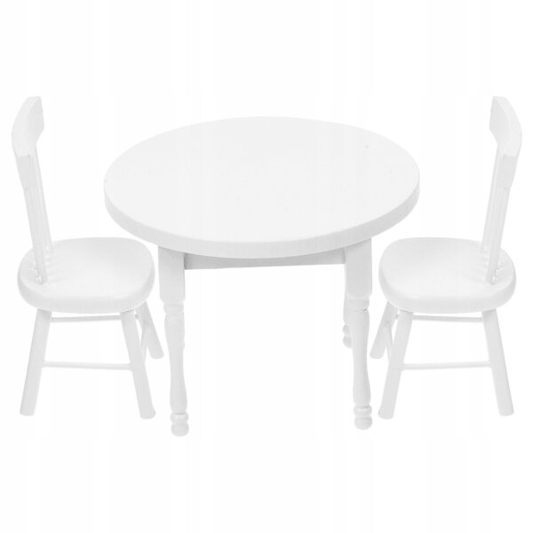 Set Mini Mobili in Legno Bianco per Casa delle Bambole, Tavolo e Sedie