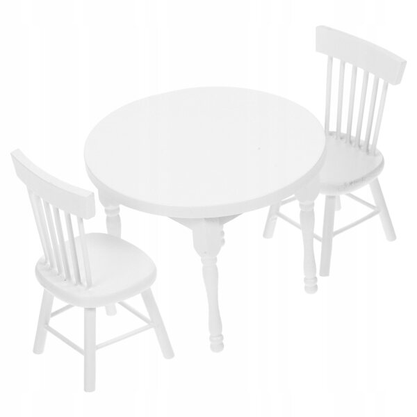 Set Mini Mobili in Legno Bianco per Casa delle Bambole, Tavolo e Sedie