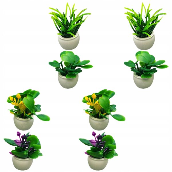 Lot de 8 mini plantes artificielles pour décoration de maison de poupée multicolore