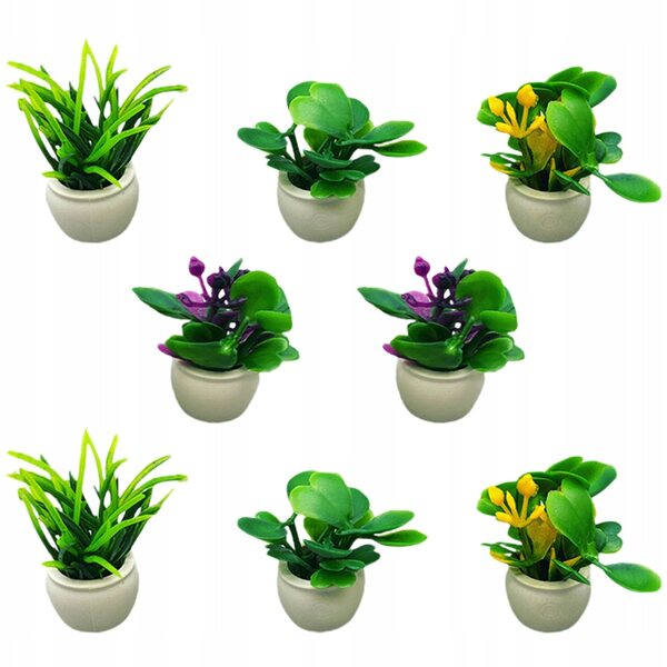 Lot de 8 mini plantes artificielles pour décoration de maison de poupée multicolore