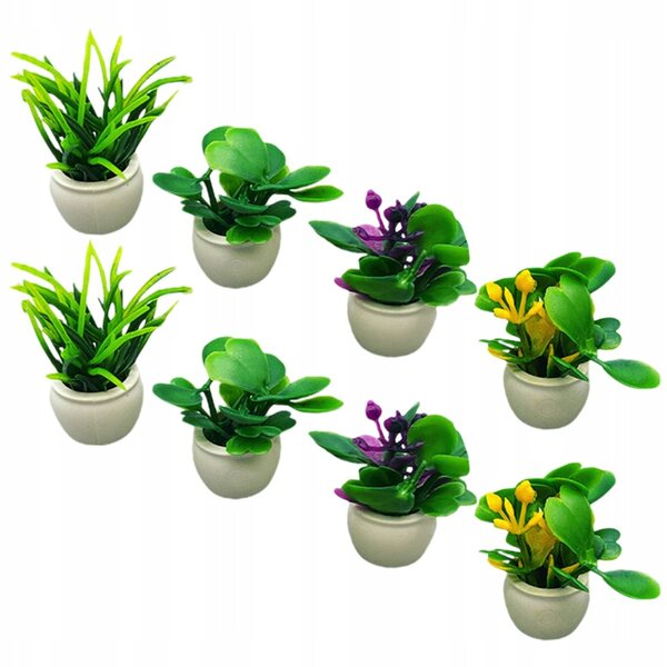 Lot de 8 mini plantes artificielles pour décoration de maison de poupée multicolore