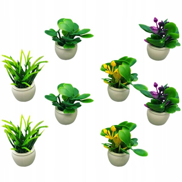 Lot de 8 mini plantes artificielles pour décoration de maison de poupée multicolore