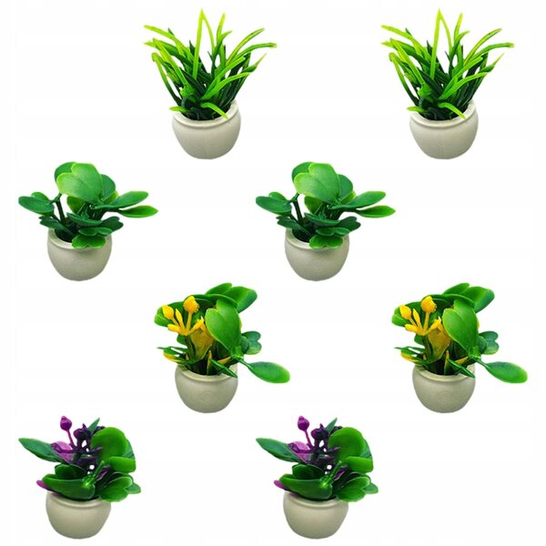 Lot de 8 mini plantes artificielles pour décoration de maison de poupée multicolore