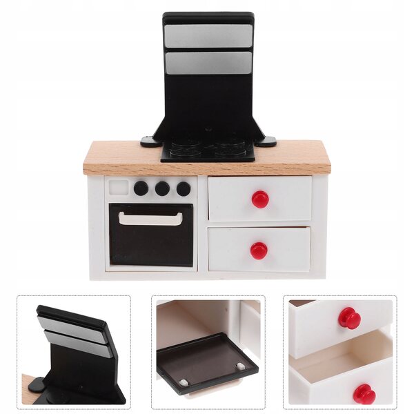 Mini Cucina in Legno con Forno Modellino Realistico per Case delle Bambole