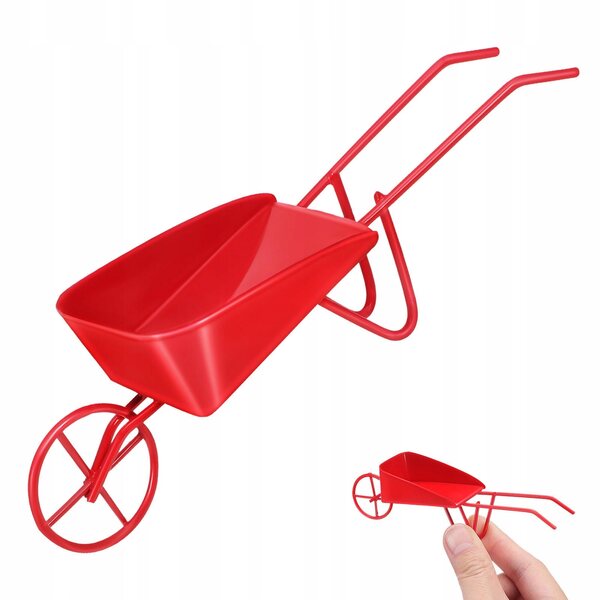 Mini Carriola Vintage in Metallo Rosso per Casa delle Bambole 12,5 cm