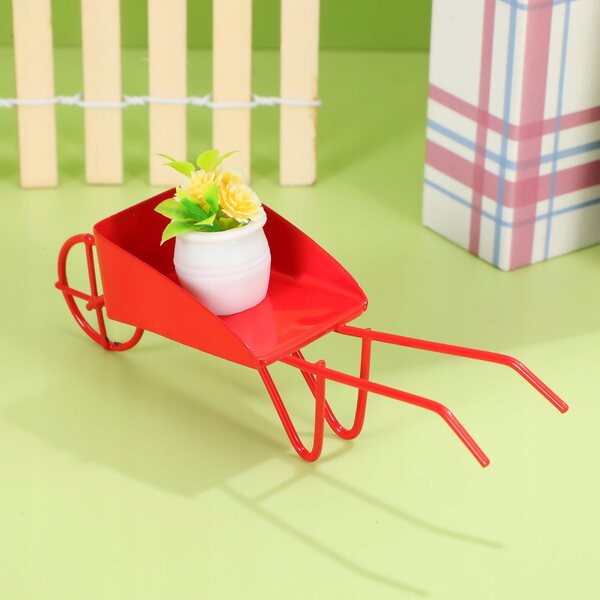 Mini Carriola Vintage in Metallo Rosso per Casa delle Bambole 12,5 cm