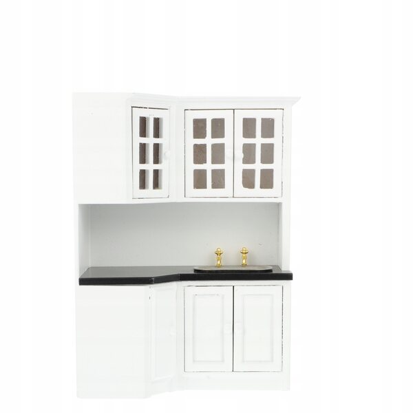 Miniatura in Legno Mobiletto Cucina Bianco per Casa delle Bambole
