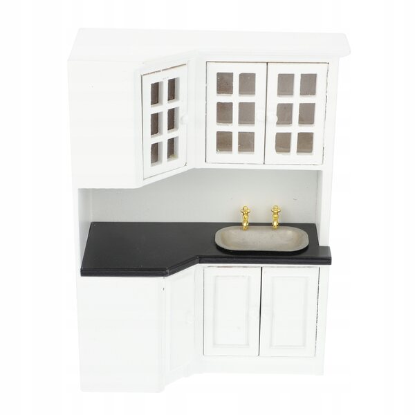 Miniatura in Legno Mobiletto Cucina Bianco per Casa delle Bambole