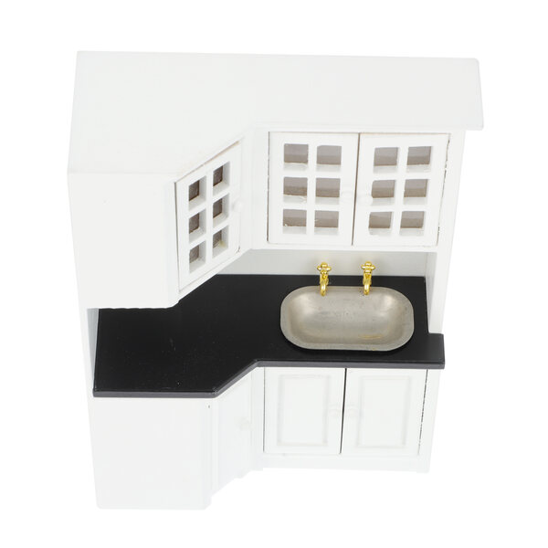 Miniatura in Legno Mobiletto Cucina Bianco per Casa delle Bambole