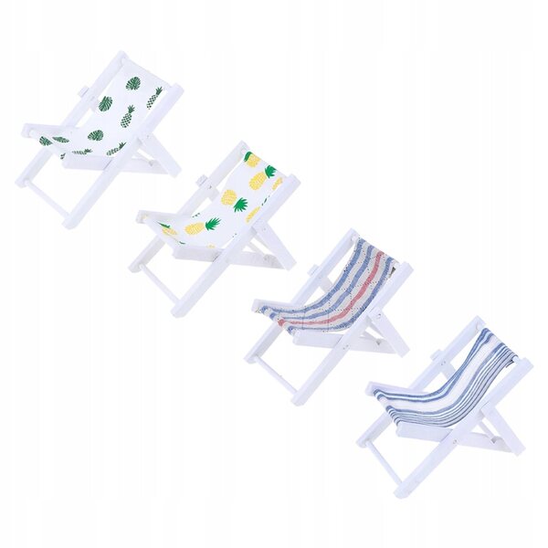 4 SZT. MINI KRZESEŁKA PLAŻOWE DO DOMKU DLA LALEK Z NATURALNYCH MATERIAŁÓW