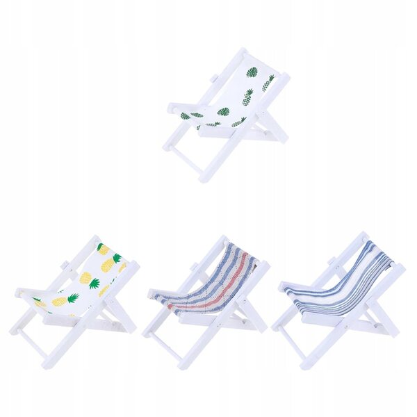 4 SZT. MINI KRZESEŁKA PLAŻOWE DO DOMKU DLA LALEK Z NATURALNYCH MATERIAŁÓW
