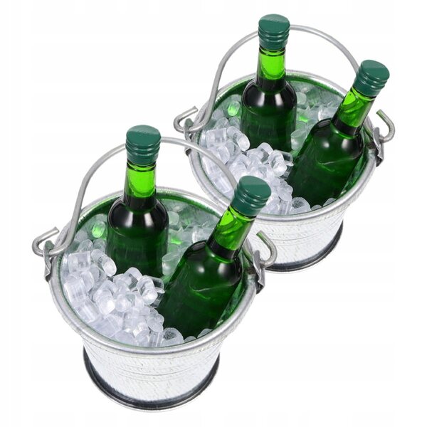 Miniatuur ijsemmer en bierflessenset voor poppenhuis