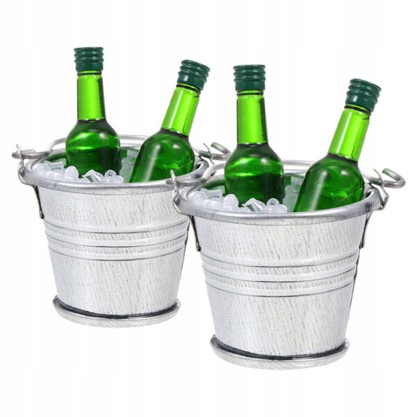 Miniatuur ijsemmer en bierflessenset voor poppenhuis