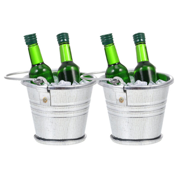 Miniatuur ijsemmer en bierflessenset voor poppenhuis