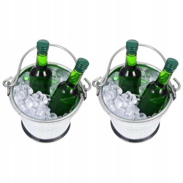 Miniatuur ijsemmer en bierflessenset voor poppenhuis