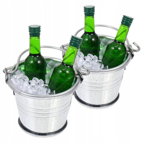 Miniatuur ijsemmer en bierflessenset voor poppenhuis