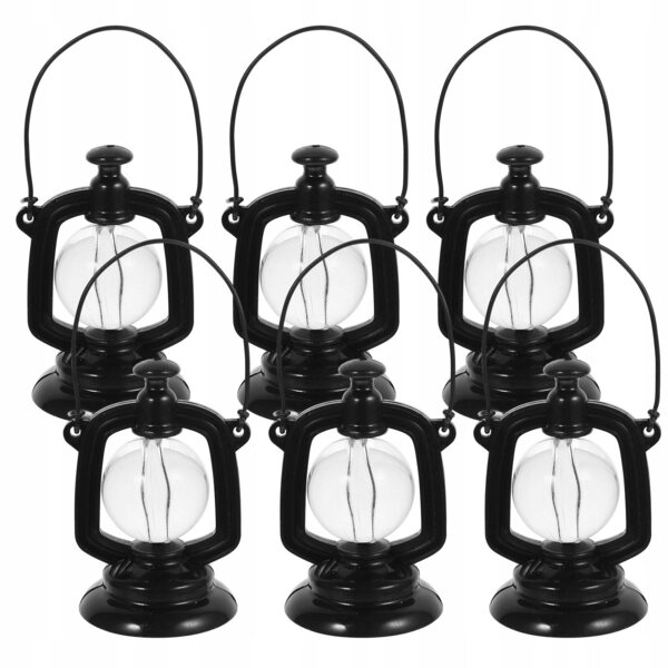 Set 6 Mini Lampade a Petrolio Decorative Retro in PP per Case delle Bambole