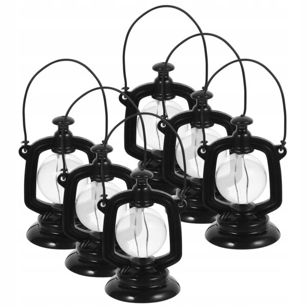 Set 6 Mini Lampade a Petrolio Decorative Retro in PP per Case delle Bambole
