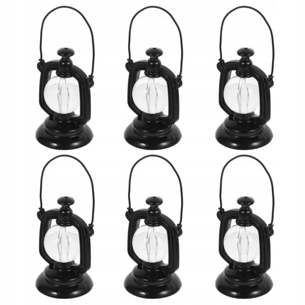 Set 6 Mini Lampade a Petrolio Decorative Retro in PP per Case delle Bambole