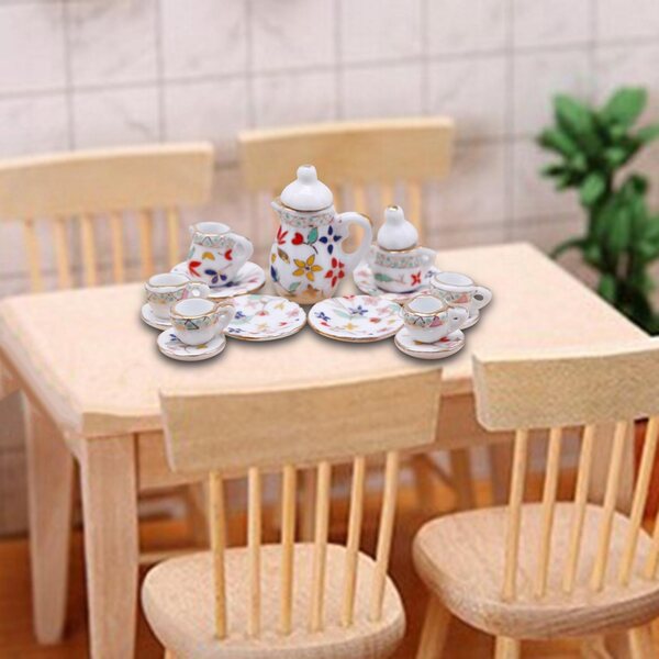 Set Miniatura Tè in Ceramica per Casa delle Bambole Scala 1:12 - 15 Pezzi