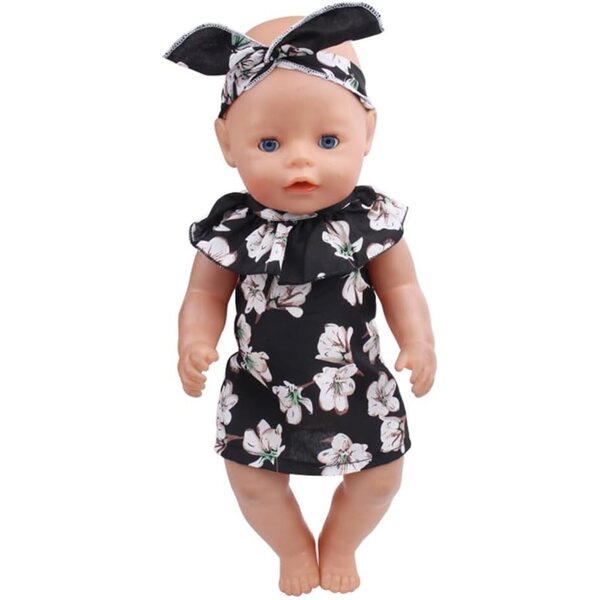 Blumenkleid mit Stirnband für 46 cm große amerikanische Puppe – Freizeitkleidung
