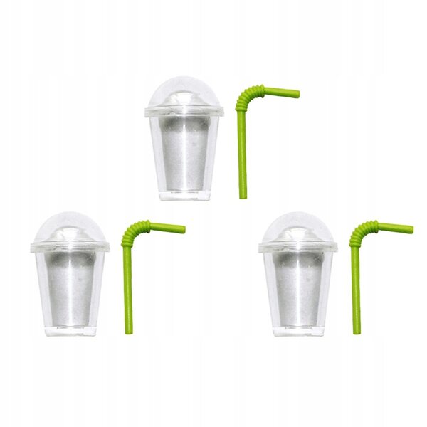 Set 3 mini tazze per tè al latte in ABS decorazione per casa delle bambole