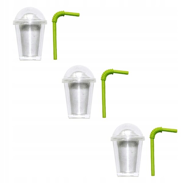 Set 3 mini tazze per tè al latte in ABS decorazione per casa delle bambole