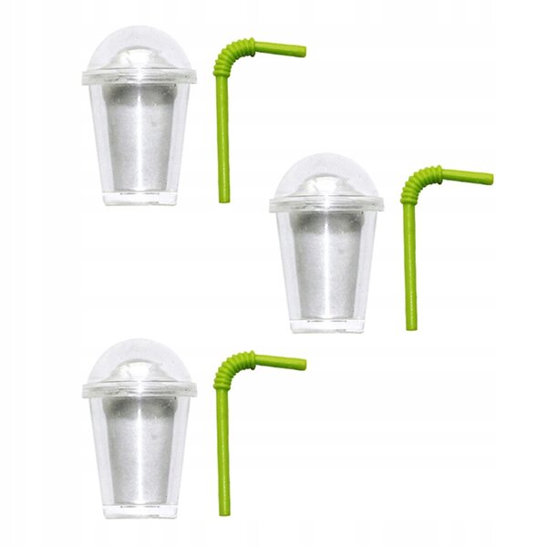 Set 3 mini tazze per tè al latte in ABS decorazione per casa delle bambole