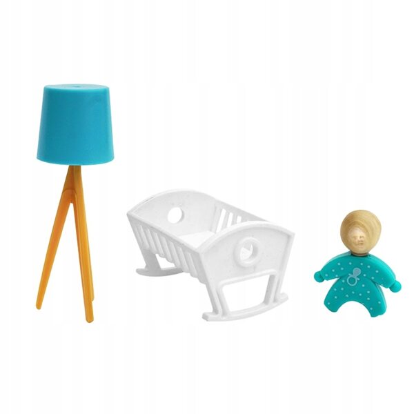 Mini-Möbelset: Realistisches und widerstandsfähiges Bett und Lampe für das Puppenhaus