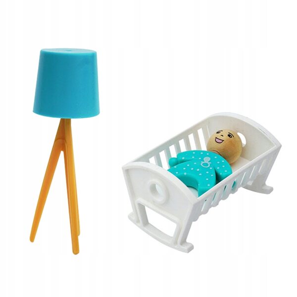Mini-Möbelset: Realistisches und widerstandsfähiges Bett und Lampe für das Puppenhaus