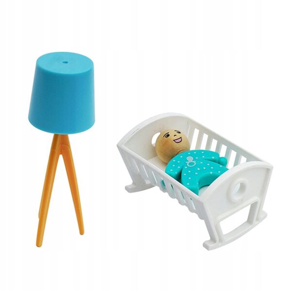 Mini-Möbelset: Realistisches und widerstandsfähiges Bett und Lampe für das Puppenhaus