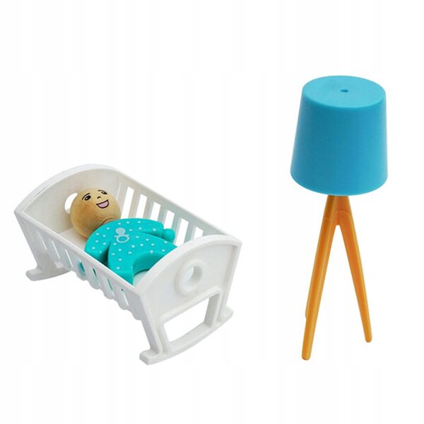 Mini-Möbelset: Realistisches und widerstandsfähiges Bett und Lampe für das Puppenhaus