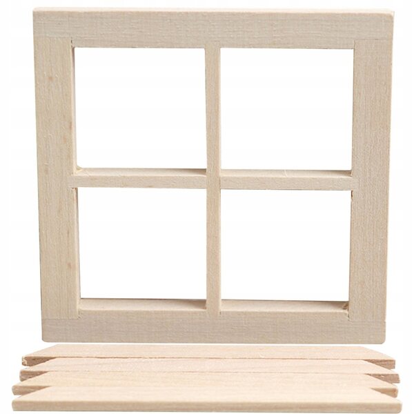 Holzfenster für Puppenhaus - Mini-Dekoration grün 7x7 cm
