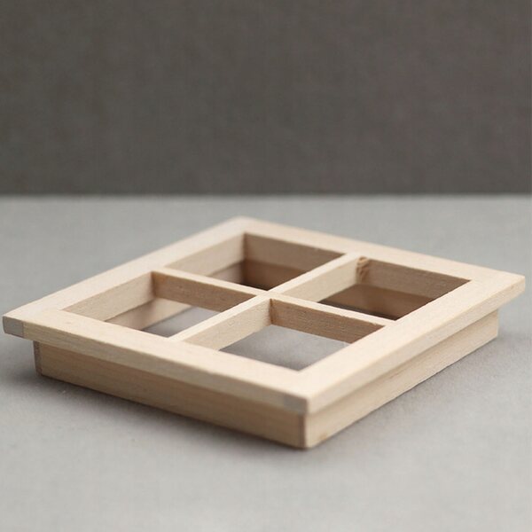 Holzfenster für Puppenhaus - Mini-Dekoration grün 7x7 cm