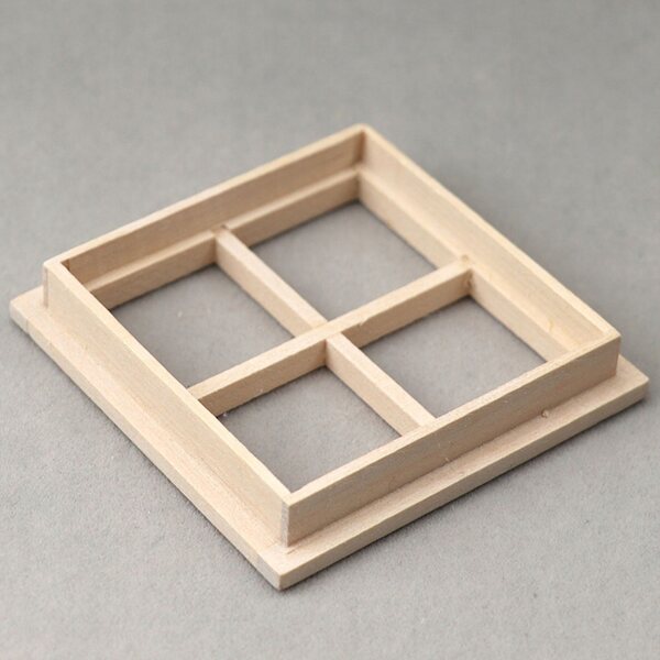 Holzfenster für Puppenhaus - Mini-Dekoration grün 7x7 cm