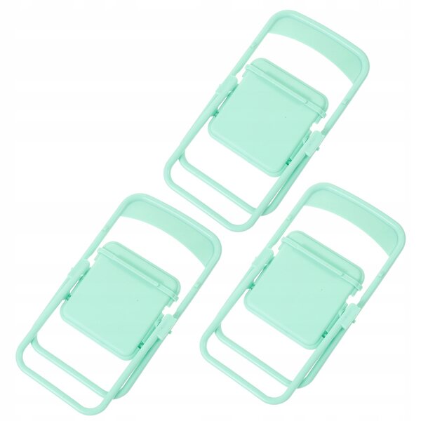 Set 3 Sedie Miniature Pieghevoli in Plastica Verde per Casa delle Bambole