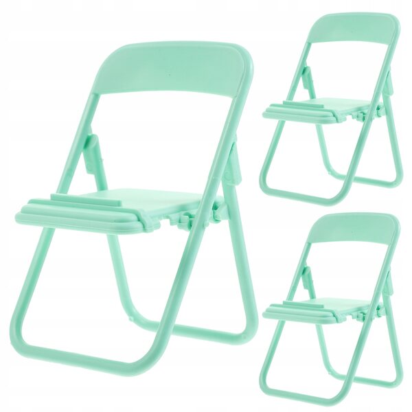 Set 3 Sedie Miniature Pieghevoli in Plastica Verde per Casa delle Bambole