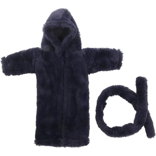 Accappatoio Nero in Peluche con Cintura per Bambole Americane 46 cm