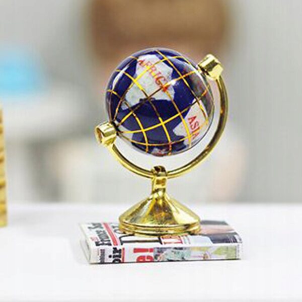 Mini Globus Decorativo in Metallo e Resina per Miniature e Case delle Bambole
