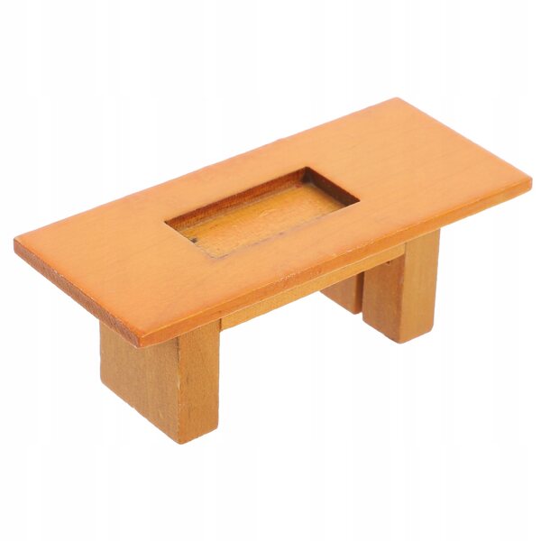 Mini-Couchtisch aus orangefarbenem Holz für Puppenhaus, realistische Dekoration
