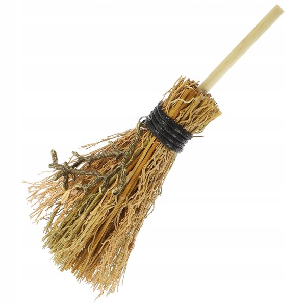Decorazione a forma di scopa strega vintage per casa e auto 15x3 cm
