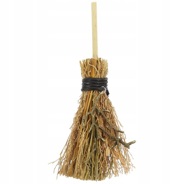 Decorazione a forma di scopa strega vintage per casa e auto 15x3 cm