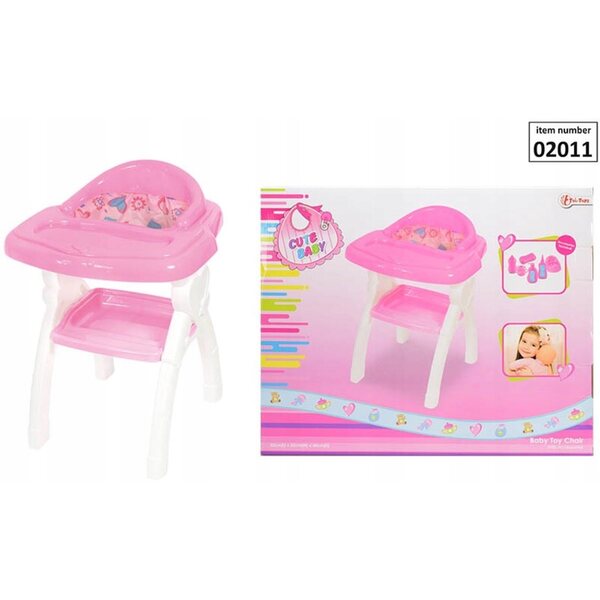 Hochstuhl für Puppen 44 cm rosa und weiß aus Toi-Toys-Kunststoff