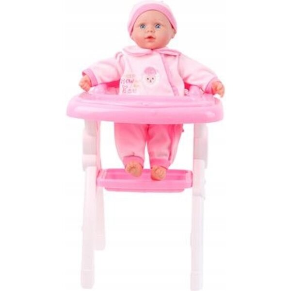 Hochstuhl für Puppen 44 cm rosa und weiß aus Toi-Toys-Kunststoff